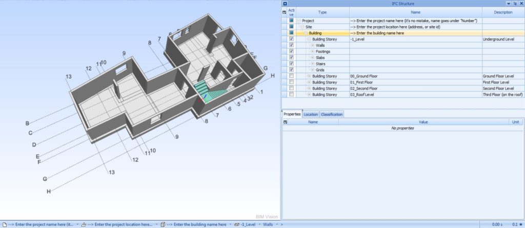 IFC Revit model building story preview in BIMvision