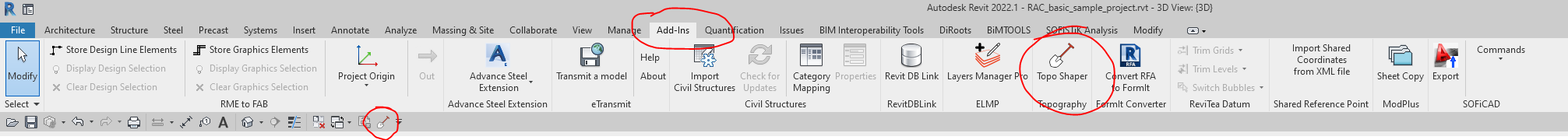 Engipedia TopoShaper 2022 Revit ribbon icons